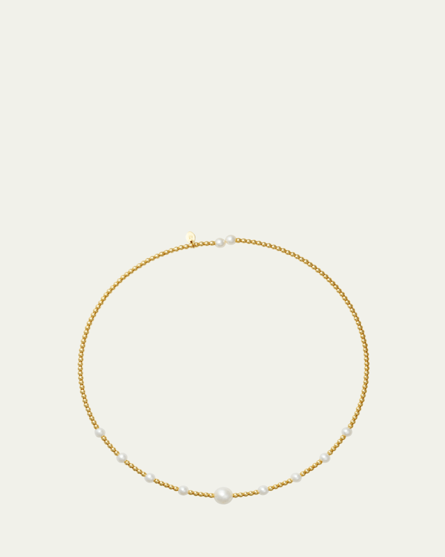 18K Yellow Gold Tulip Multi Pearl Necklace